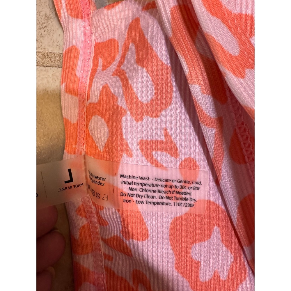 Sol Sienna Pink Orange Leopard Ribbed Bikini Top Large NWT Animal Print Swimwear - Picture 7 of 7